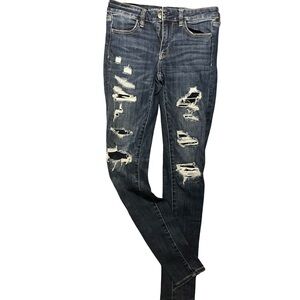 American Eagle next level stretch women's 4 ripped torn grunge cotton viscous